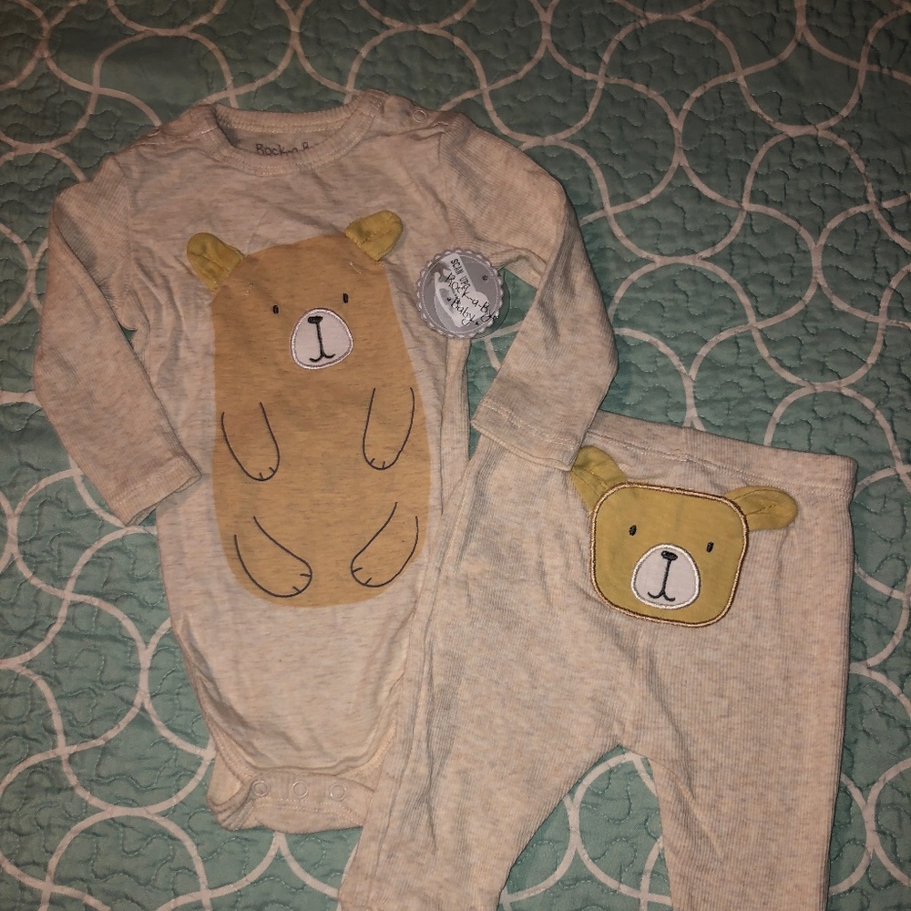 Rock a by baby two piece bear outfit 3-6mths
